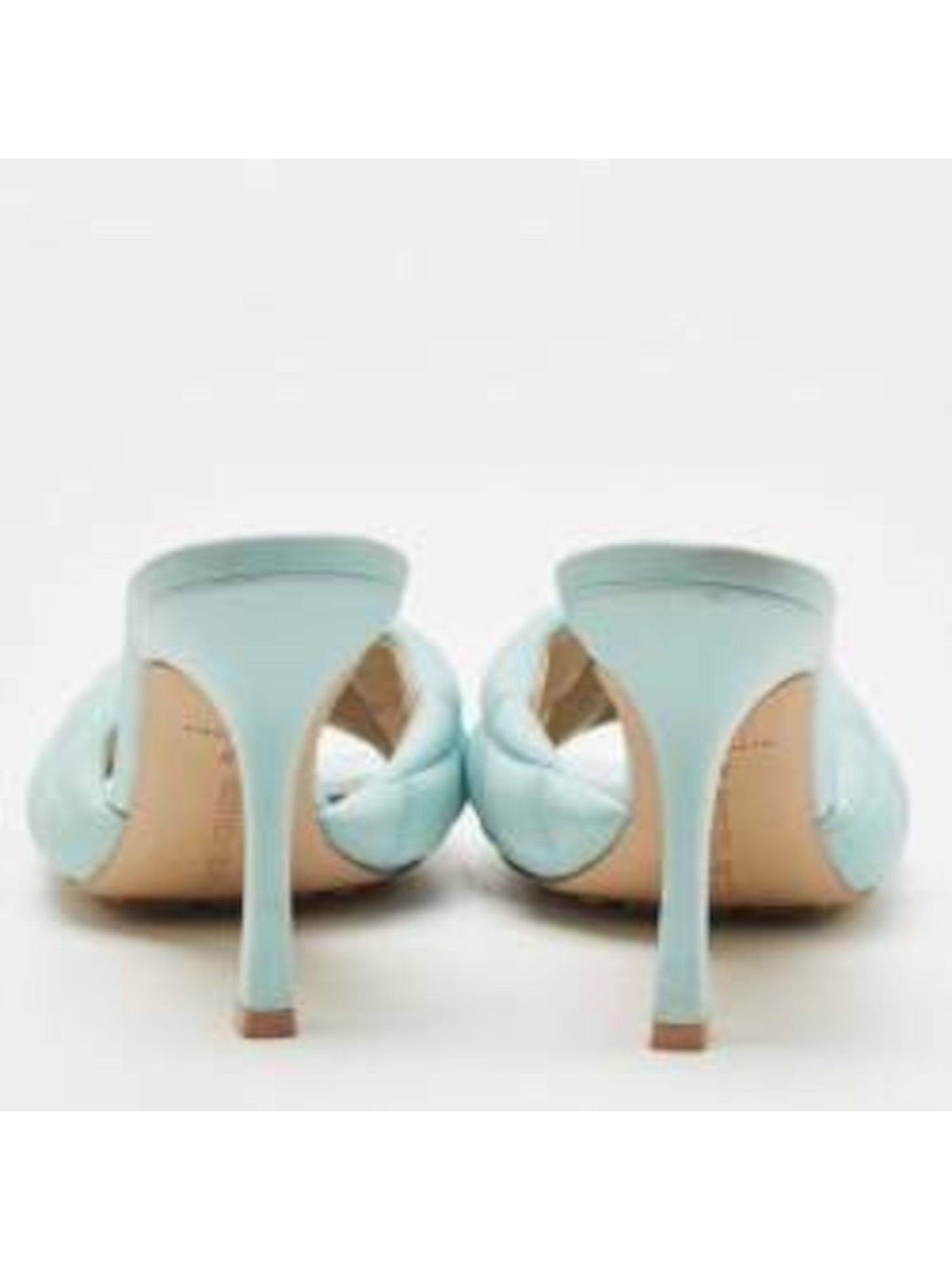 BOTTEGA VENETA Womens Light Blue Quilted Lido Square Toe Stiletto Slip On Leather Dress Heeled Sandal 35.5