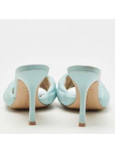BOTTEGA VENETA Womens Light Blue Quilted Lido Square Toe Stiletto Slip On Leather Dress Heeled Sandal 35.5