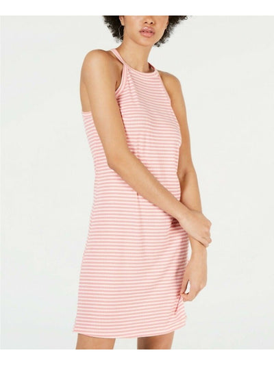 MAISON JULES Womens Sleeveless Halter Above The Knee Shift Dress