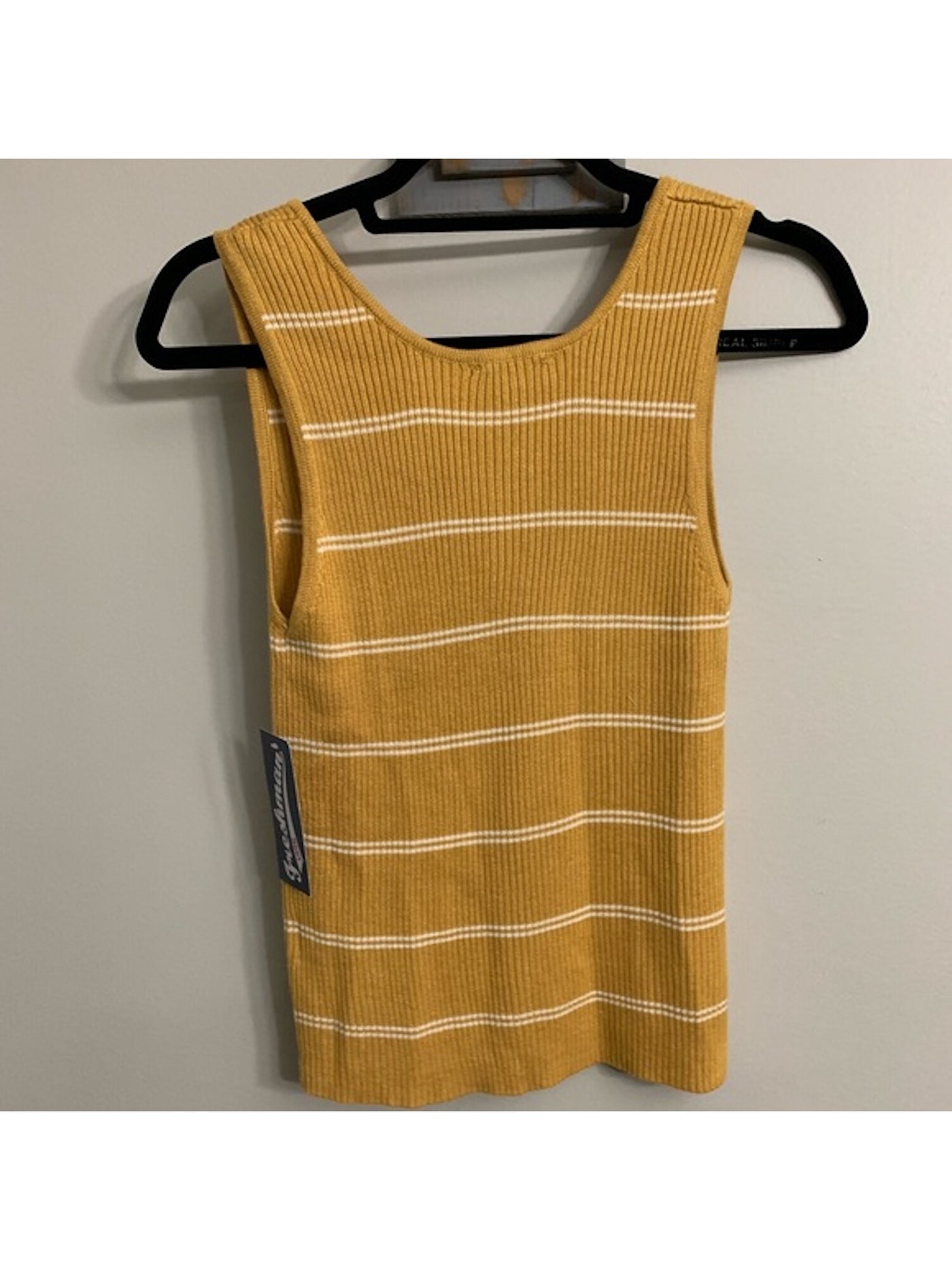 Freshman Womens Gold Striped Sleeveless Scoop Neck Tank Top XS