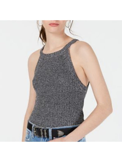 ULTRA FLIRT Womens Gray Sleeveless Halter Tank Top Size: L