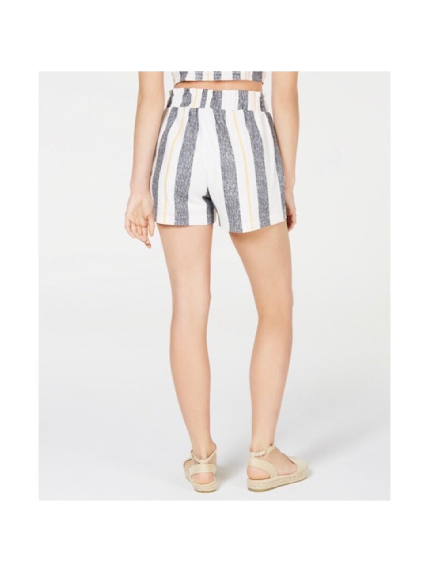 GYPSIES & MOONDUST Womens Ivory Tie Striped Shorts L