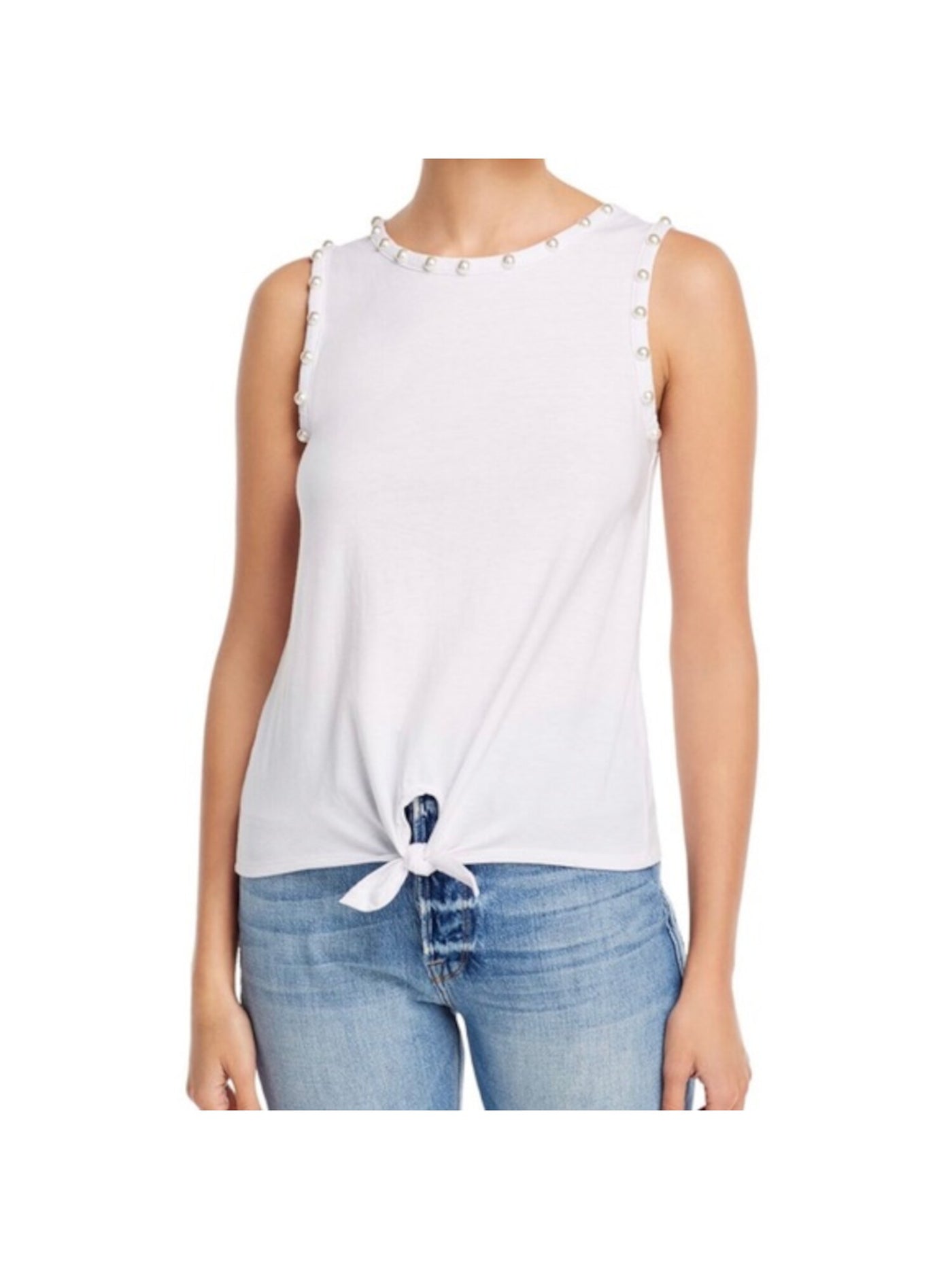 GENERATION LOVE Womens White Sleeveless Crew Neck Tank Top Size: M