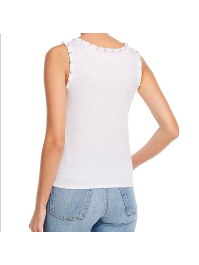 GENERATION LOVE Womens White Sleeveless Crew Neck Tank Top Size: M