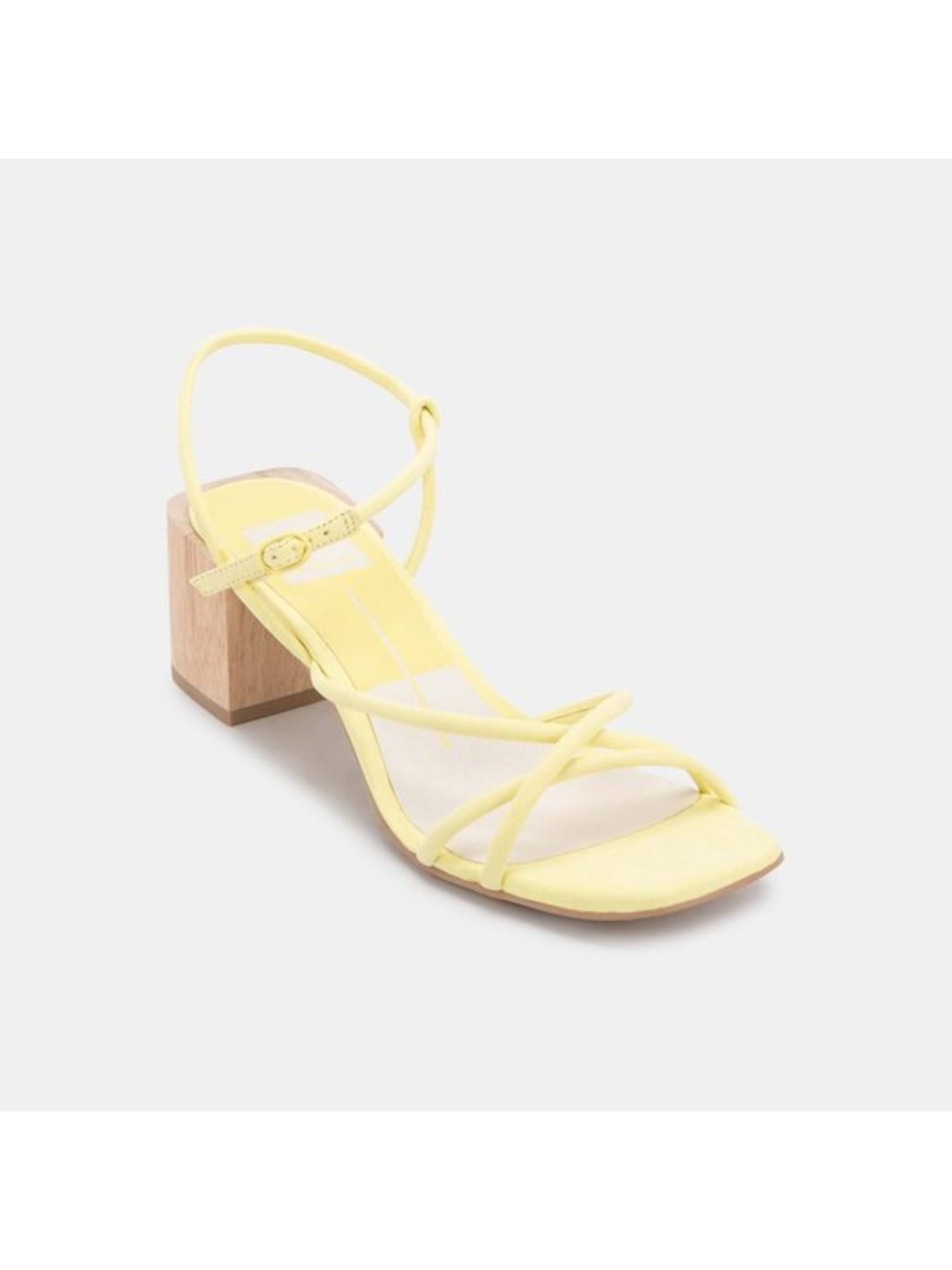 DOLCE VITA Womens Yellow Strappy Adjustable Cushioned Asymmetrical Zayla Square Toe Block Heel Buckle Leather Dress Sandals Shoes 6