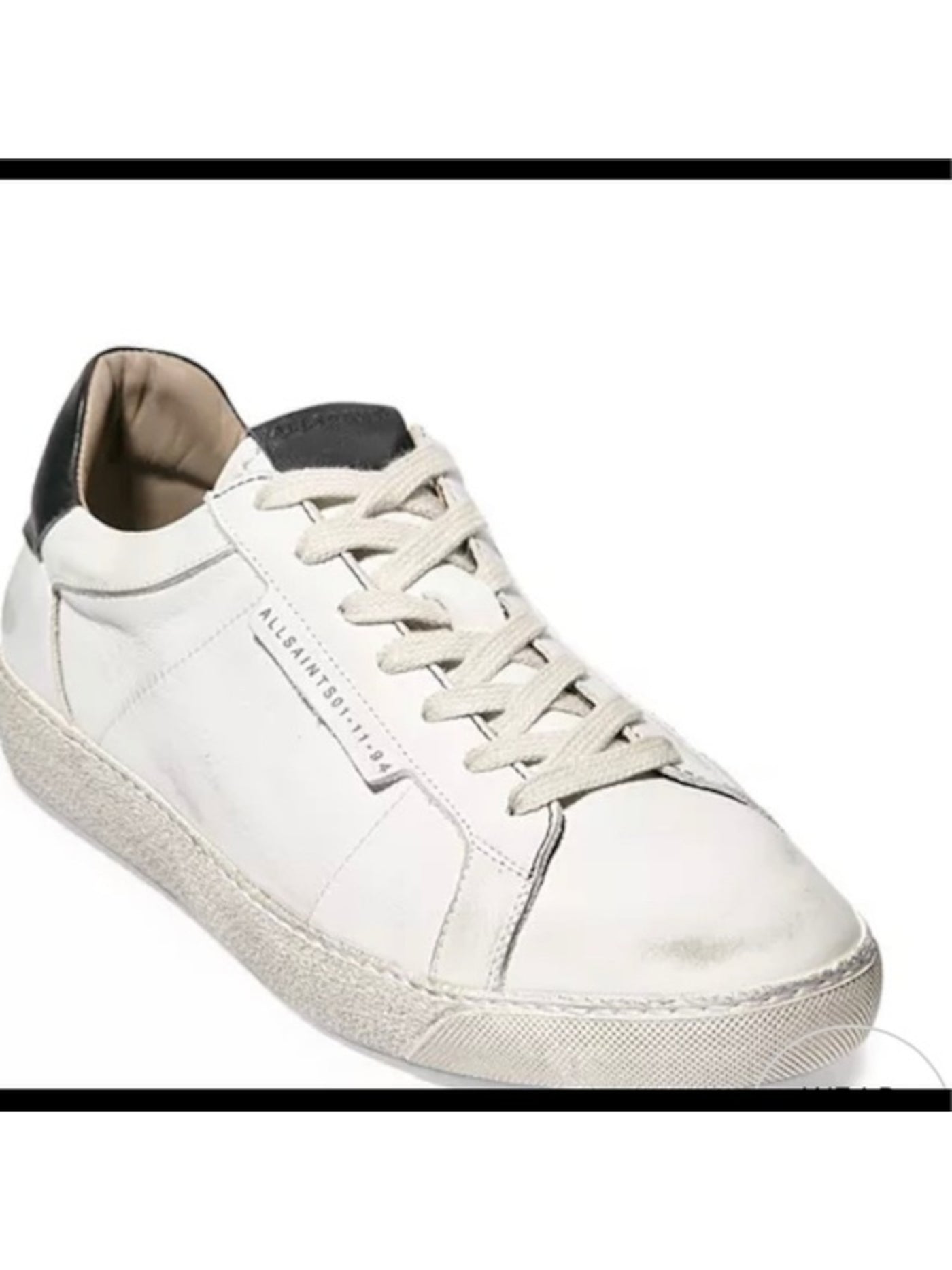 ALLSAINTS Mens White Removable Insole Distressed Sheer Round Toe Platform Lace-Up Leather Athletic Sneakers Shoes 40