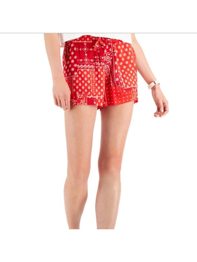 TOMMY JEANS Womens Red Woven Pocketed Drawstring-waist High Waist Shorts XL