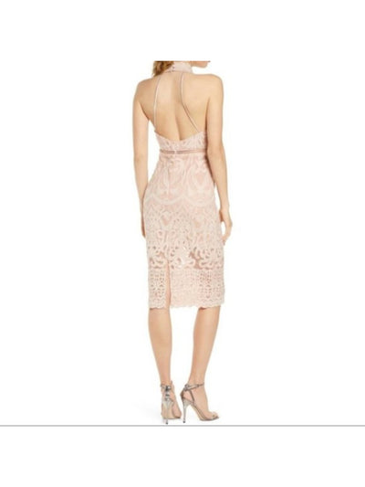 BARDOT Womens Pink Lace V Neck Sheath Dress 4\ XS