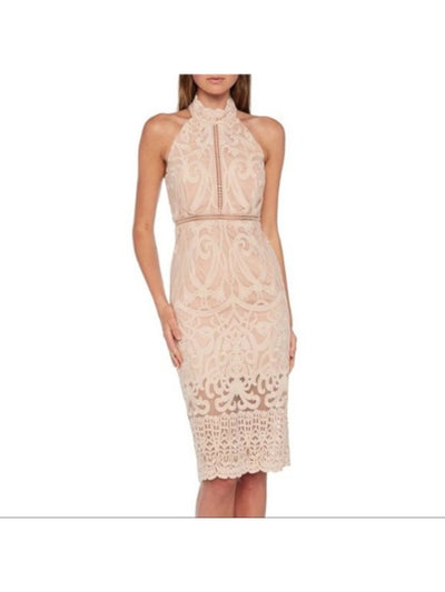 BARDOT Womens Pink Lace V Neck Sheath Dress 4\ XS