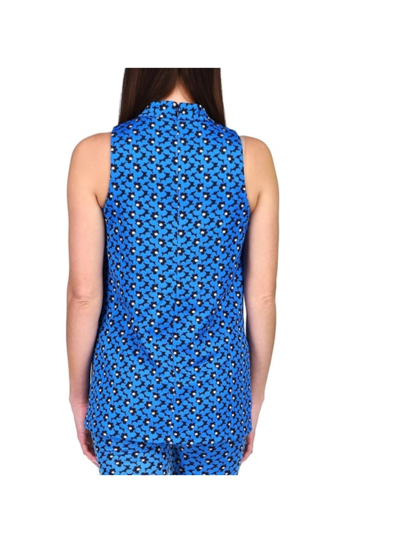 MICHAEL MICHAEL KORS Womens Blue Floral Sleeveless Mock Neck Tank Top Petites P\XS