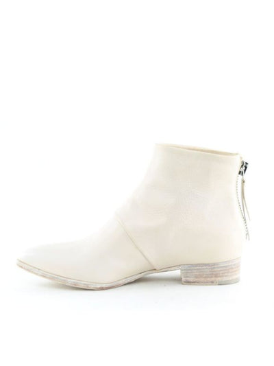 ALBERTO FERMANI Womens Ivory Comfort Bellina Pointed Toe Block Heel Zip-Up Leather Booties