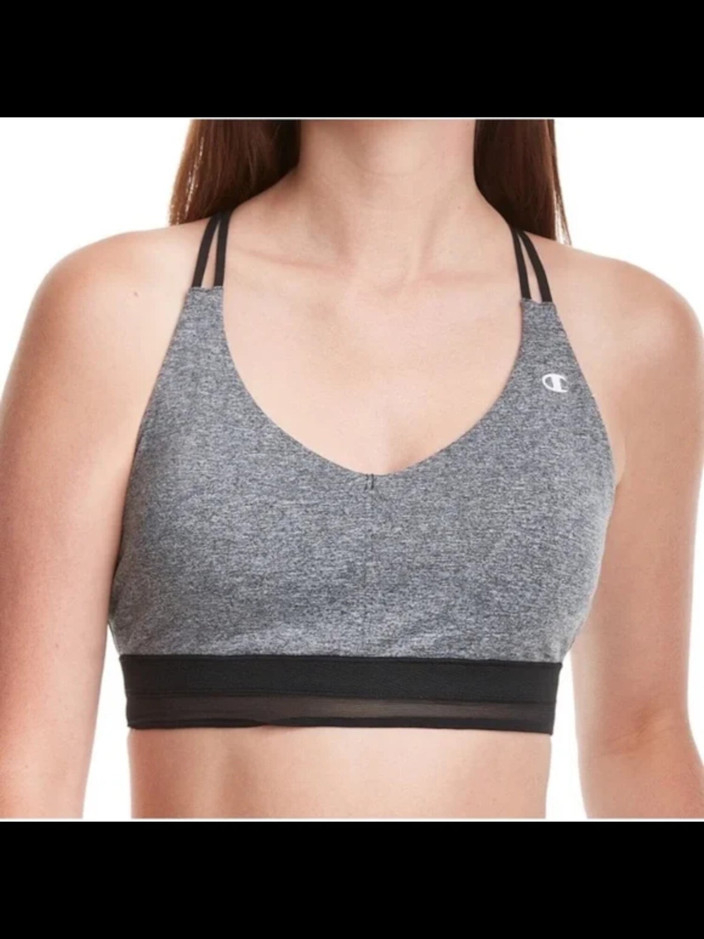 CHAMPION Intimates Gray Mesh Band Strappy Sports Bra XS