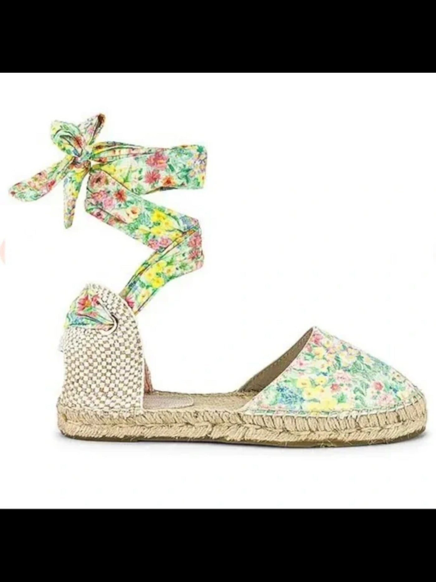 MANEBI Womens Green Floral 0.5" Heel Strappy Woven Velenciana Round Toe Platform Lace-Up Leather Espadrille Shoes 41