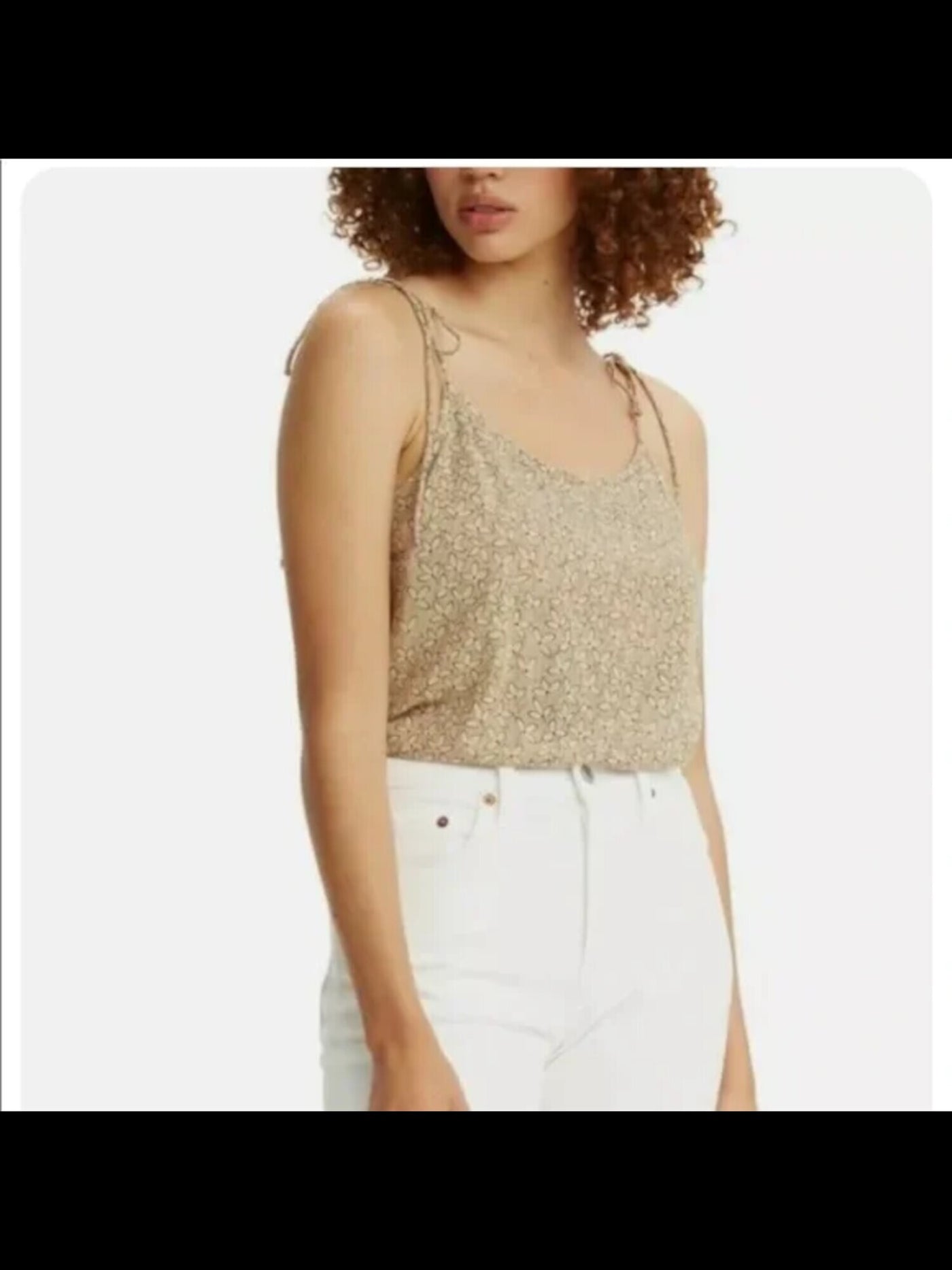 LEVI'S Womens Beige Stretch Tie Spaghetti Strap Scoop Neck Cami Top XL