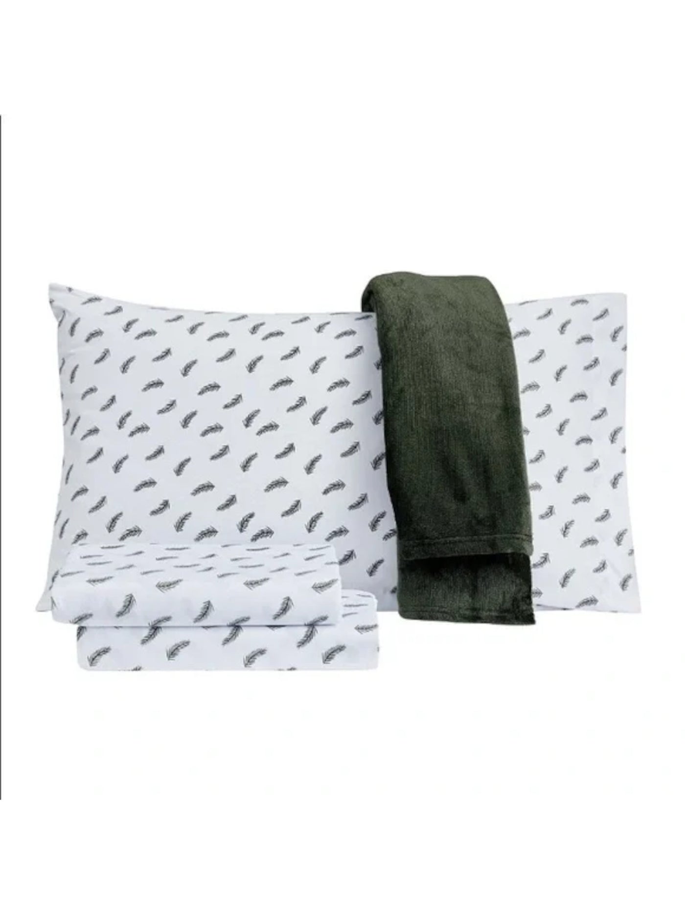 SANDERS White Printed Plush Queen Sheet Set