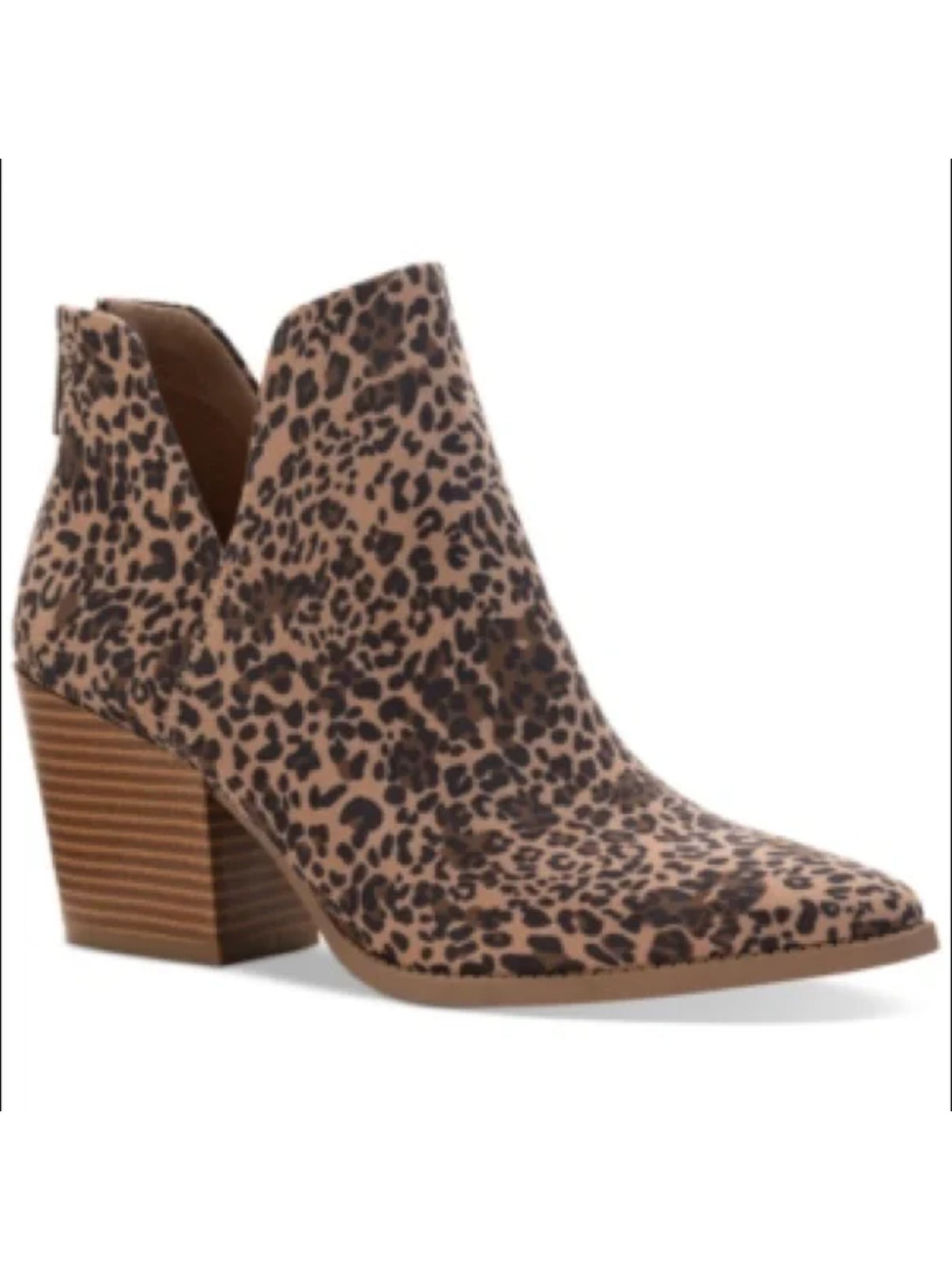 SUN STONE Womens Brown Leopard Print Padded Slip Resistant Breathable Elizaa Almond Toe Block Heel Zip-Up Booties 8.5 M