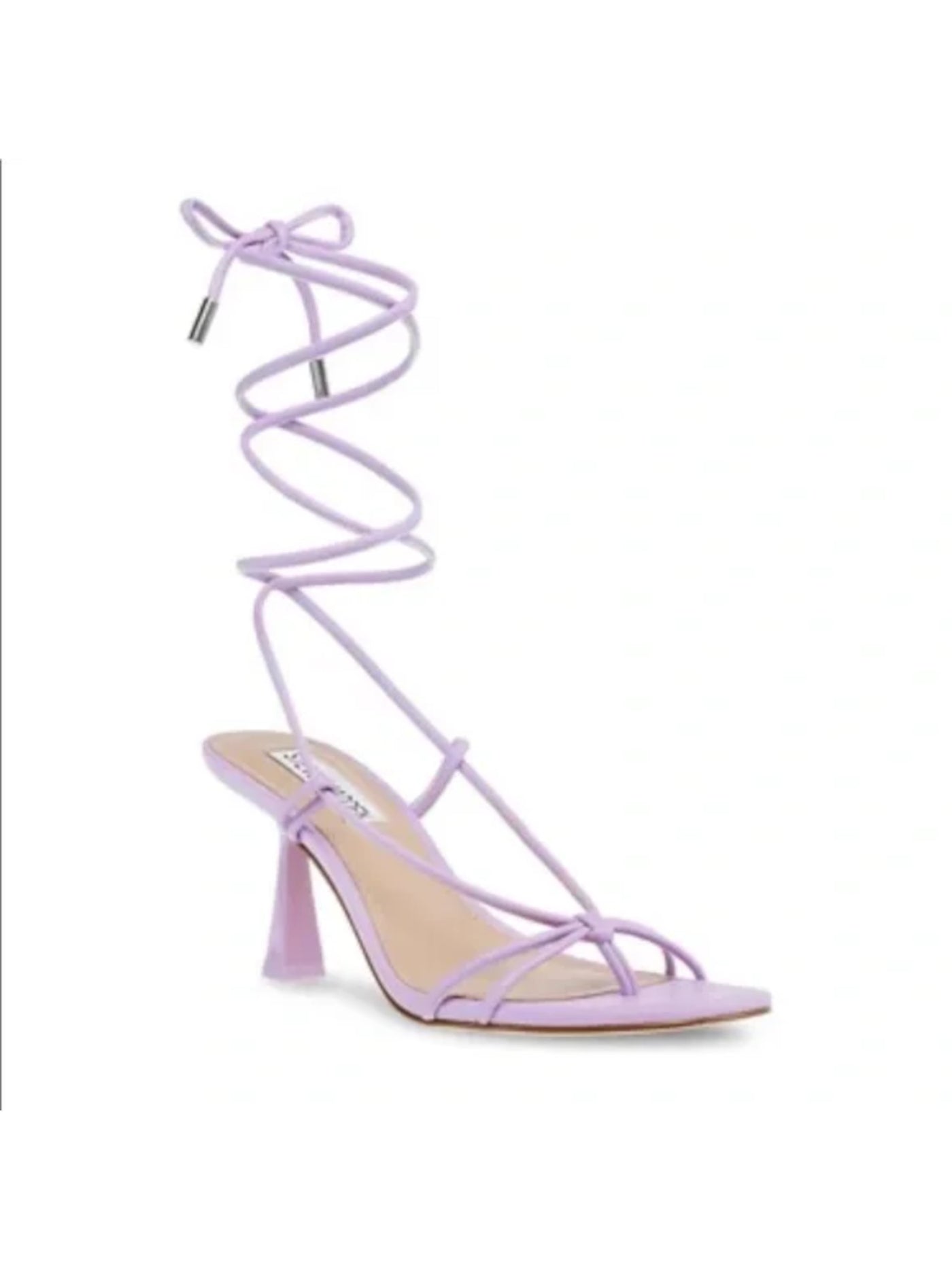 STEVE MADDEN Womens Purple Wrapping Ankle Tie Padded Superb Round Toe Sculpted Heel Lace-Up Dress Heeled Thong Sandals 8.5 M