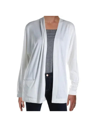 CUPIO BLUSH Womens Ivory Pocketed Dolman Sleeve Open Front Wear To Work Cardigan L