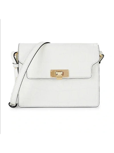 MARGE SHERWOOD Women's White Brick Matisse Crocodile Print Polyester 42 Interchangeable Crossbody Strap Adjustable Strap Shoulder Bag