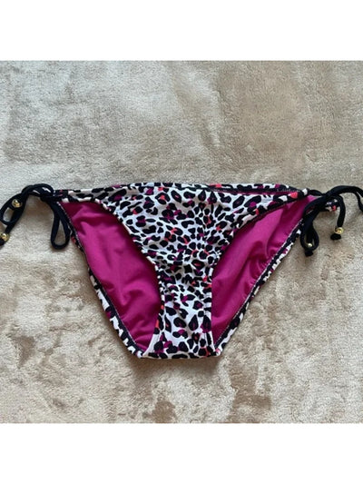 XHILARATION Women's White Animal Print Tie Beaded Bikini Swimwear Bottom S\P