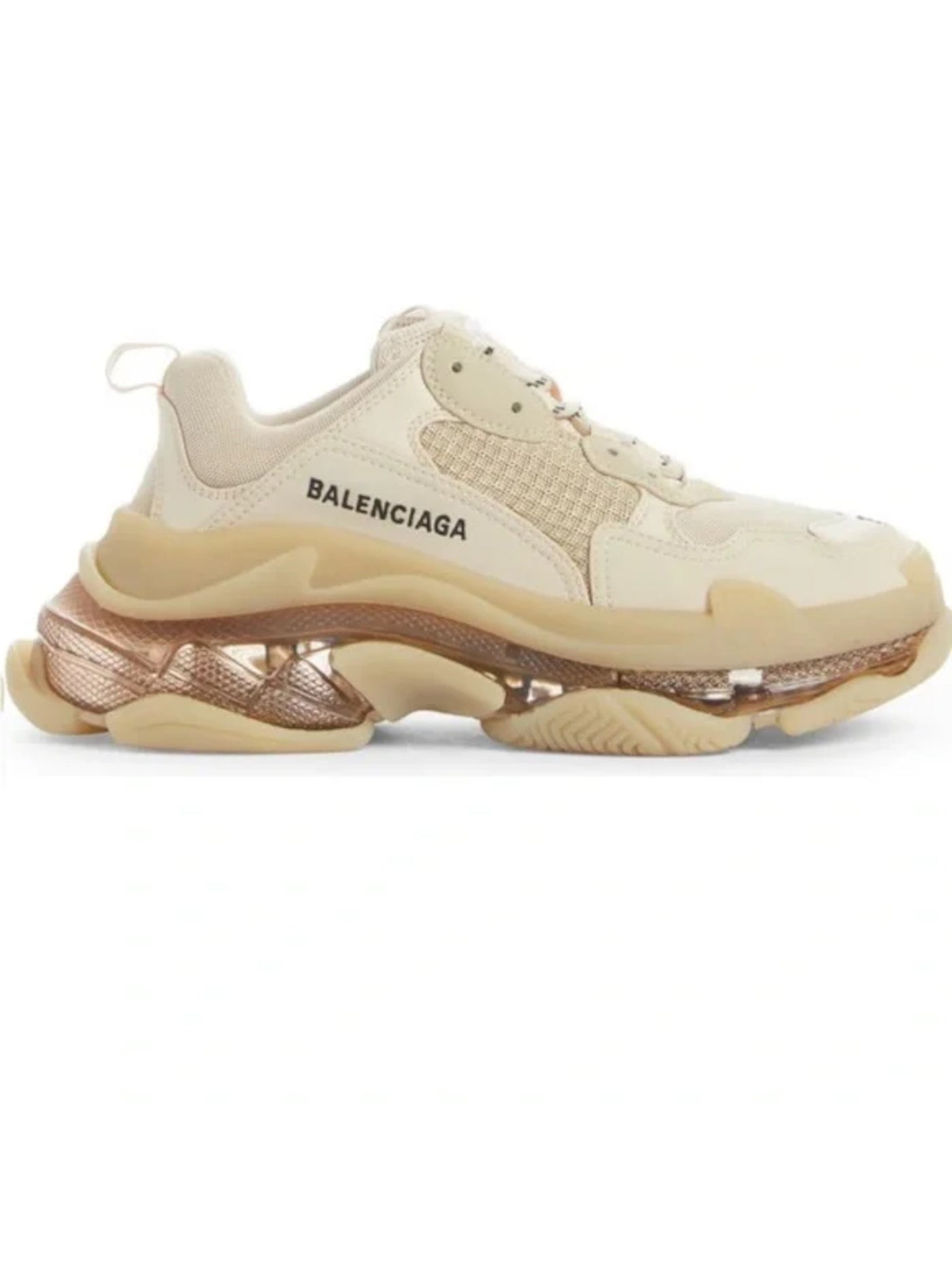 BALENCIAGA Womens Beige Mixed Media Back Pull-Tab Removable Insole Padded Triple S Round Toe Lace-Up Sneakers Shoes 11