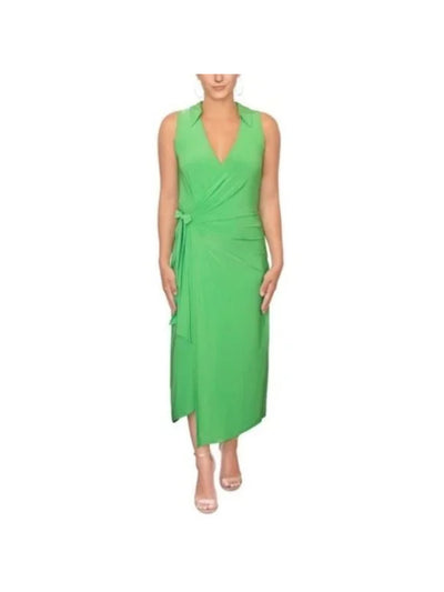 RACHEL RACHEL ROY Womens Sleeveless V Neck Midi Faux Wrap Dress