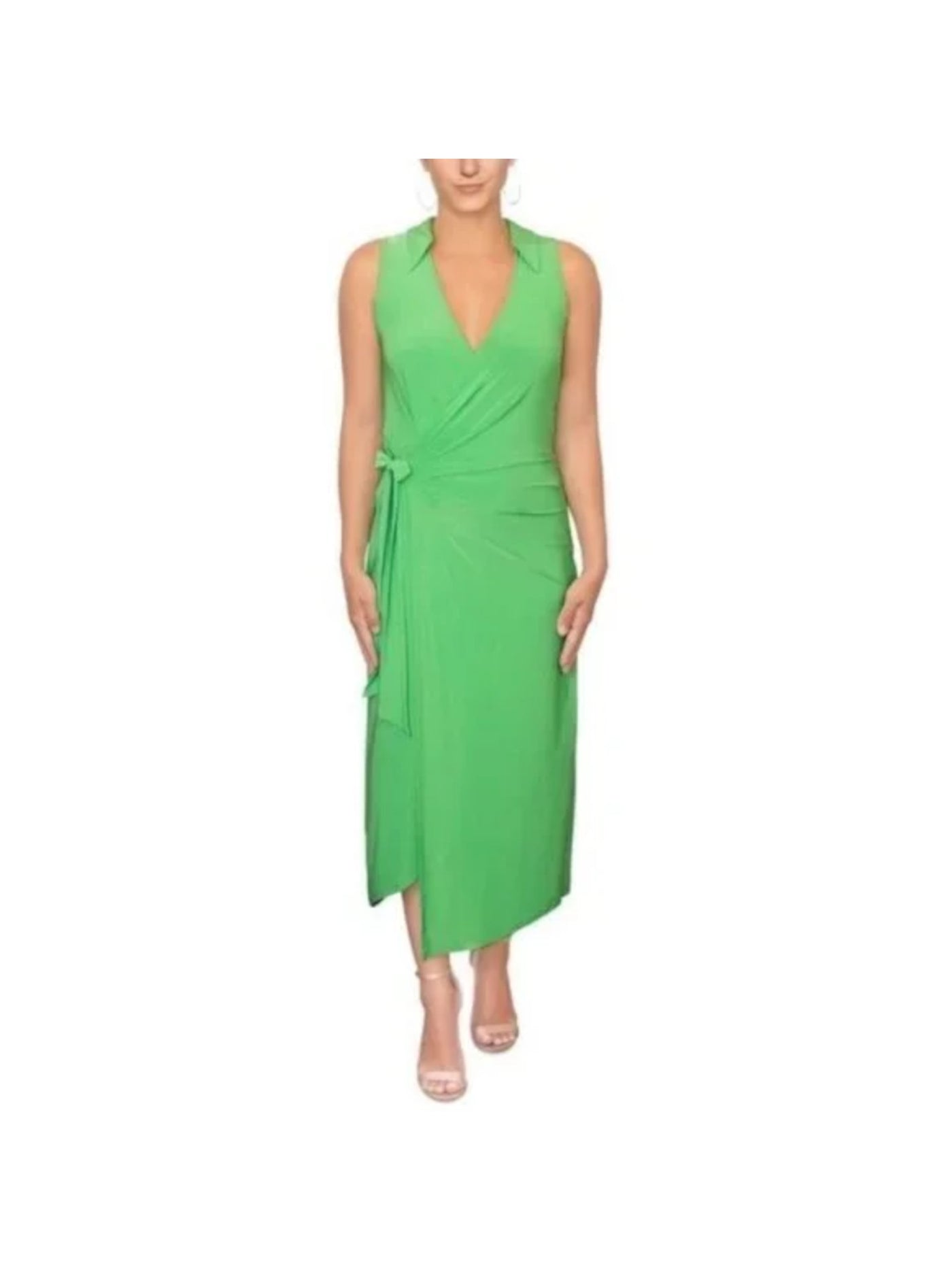RACHEL RACHEL ROY Womens Green Sleeveless V Neck Midi Faux Wrap Dress XS