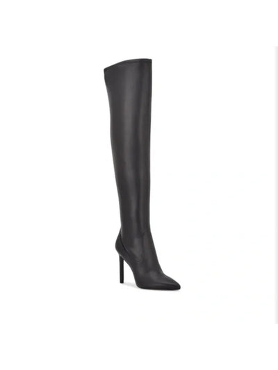 NINE WEST Womens Black Over The Knee Stretch Tacy Pointed Toe Stiletto Zip-Up Dress Boots 6.5 M