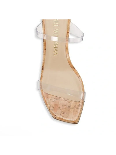 STUART WEITZMAN Womens Clear Clear Cork Wedge Comfort Padded Aleena Square Toe Wedge Slip On Slide Sandals Shoes 10.5 B