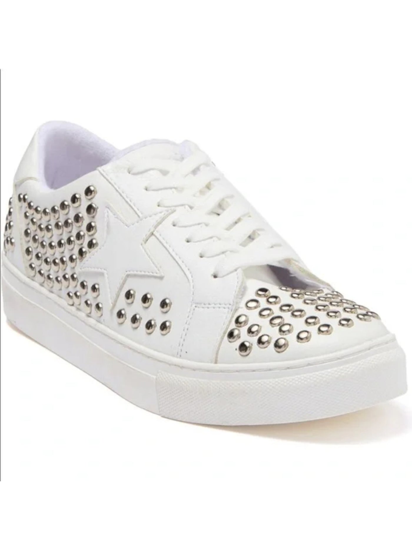 STEVEN Womens White Studded Comfort Phunky Round Toe Platform Lace-Up Athletic Sneakers Shoes 5 M