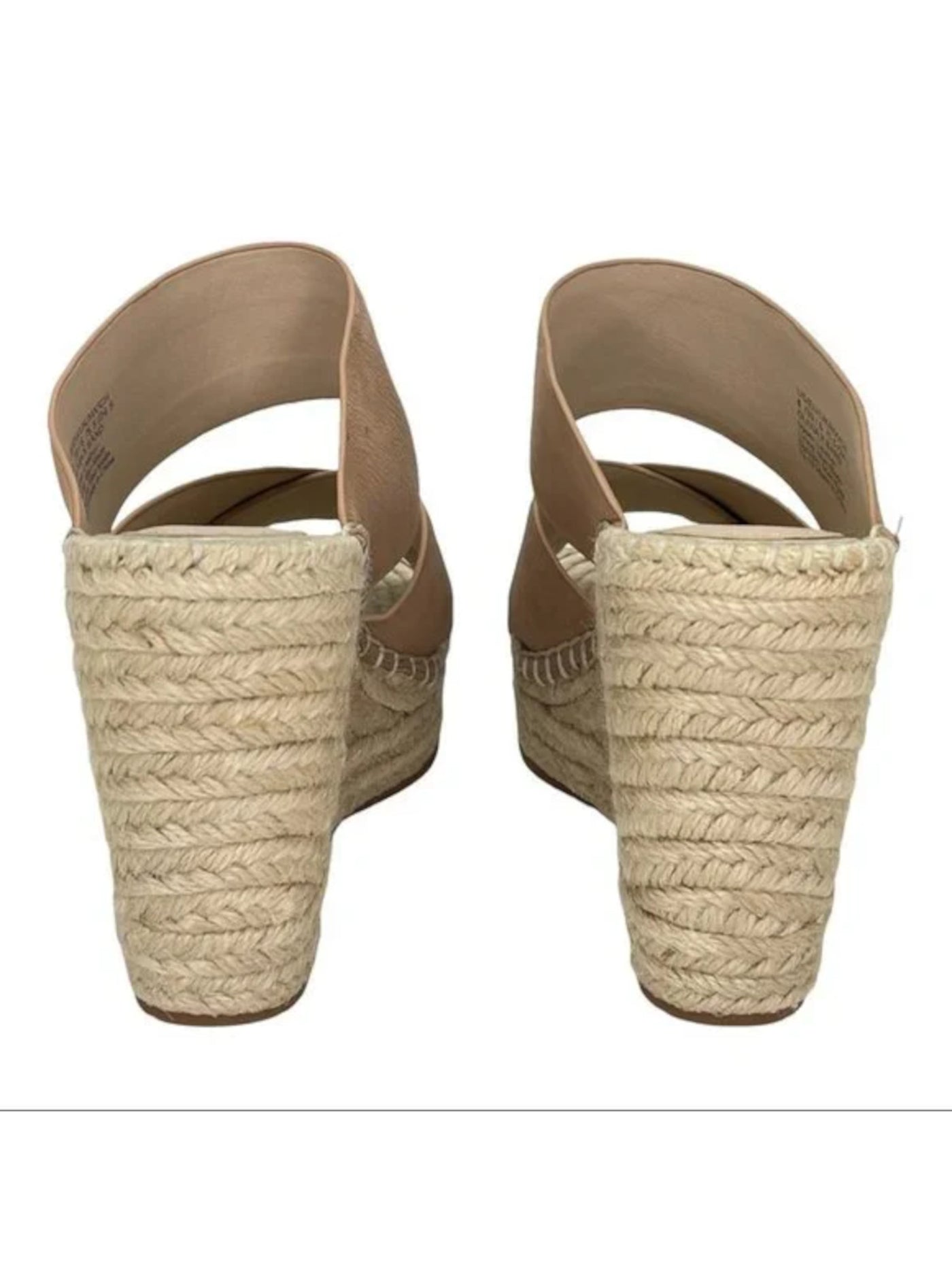 KENNETH COLE NEW YORK Womens Beige Crisscross Straps 1" Platform Cushioned Olivia Round Toe Wedge Slip On Leather Dress Espadrille Shoes 7