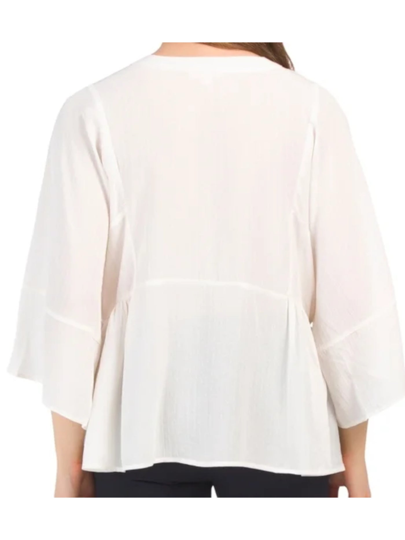 GRAND & GREENE Womens Ivory Bell Sleeve Split Wear To Work Top S