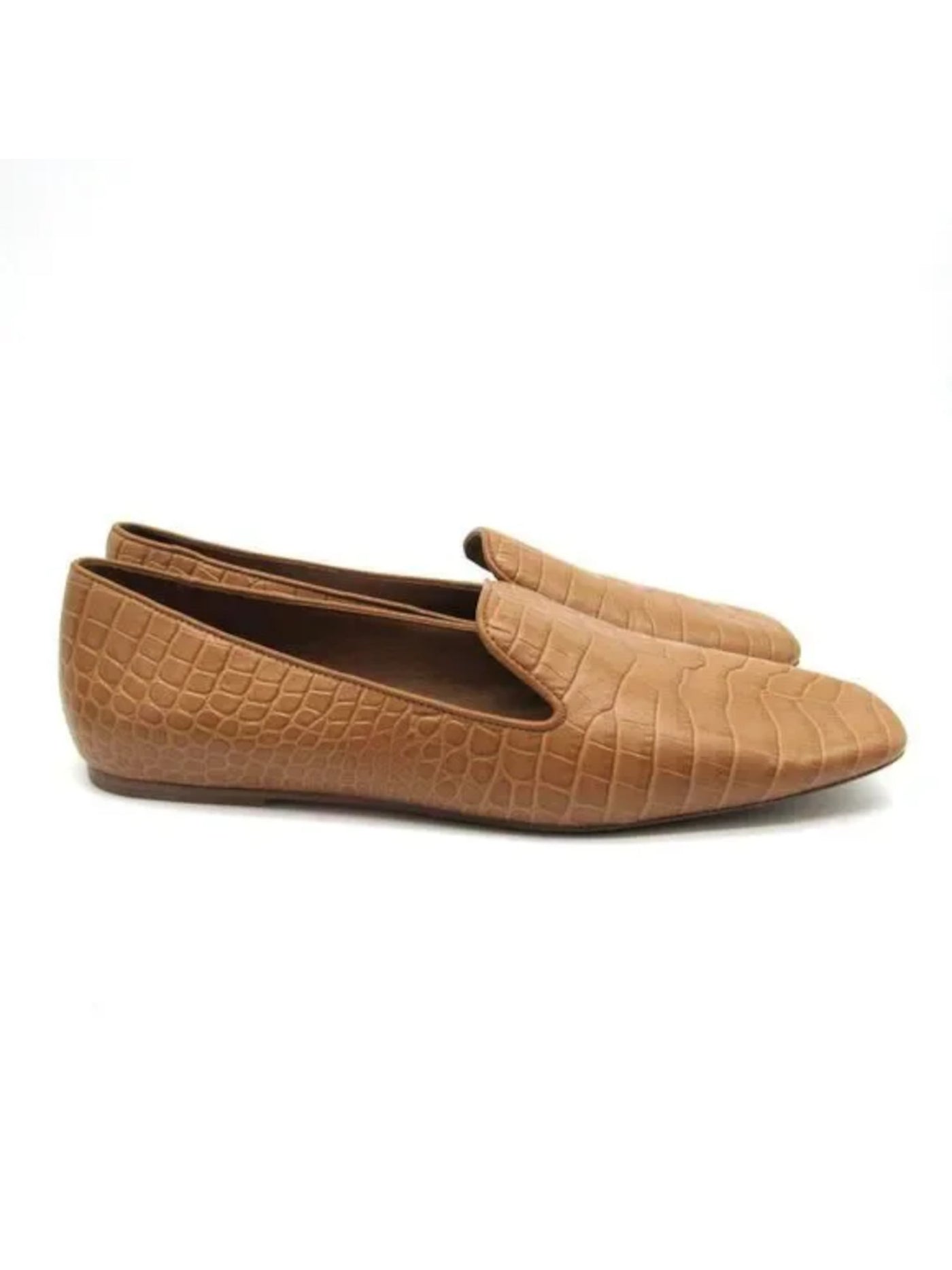 VINCE. Womens Tan Beige Croc Padded Clark Square Toe Slip On Leather Dress Loafers Shoes 11 M