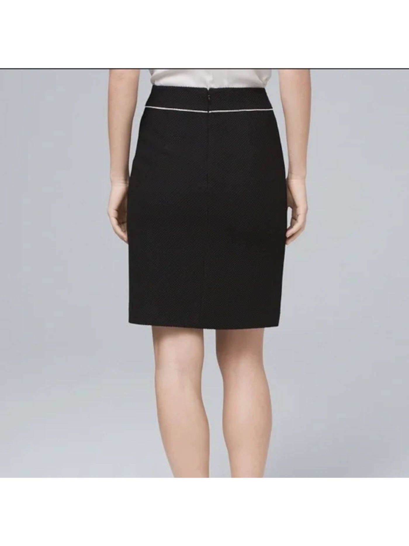 WHITE HOUSE BLACK MARKET Womens Black Textured Zippered Lined Above The Knee Wear To Work Pencil Skirt 0