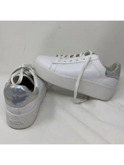 ASH Womens White Color Block Cushioned Removable Insole Cult Round Toe Wedge Lace-Up Leather Sneakers Shoes 38