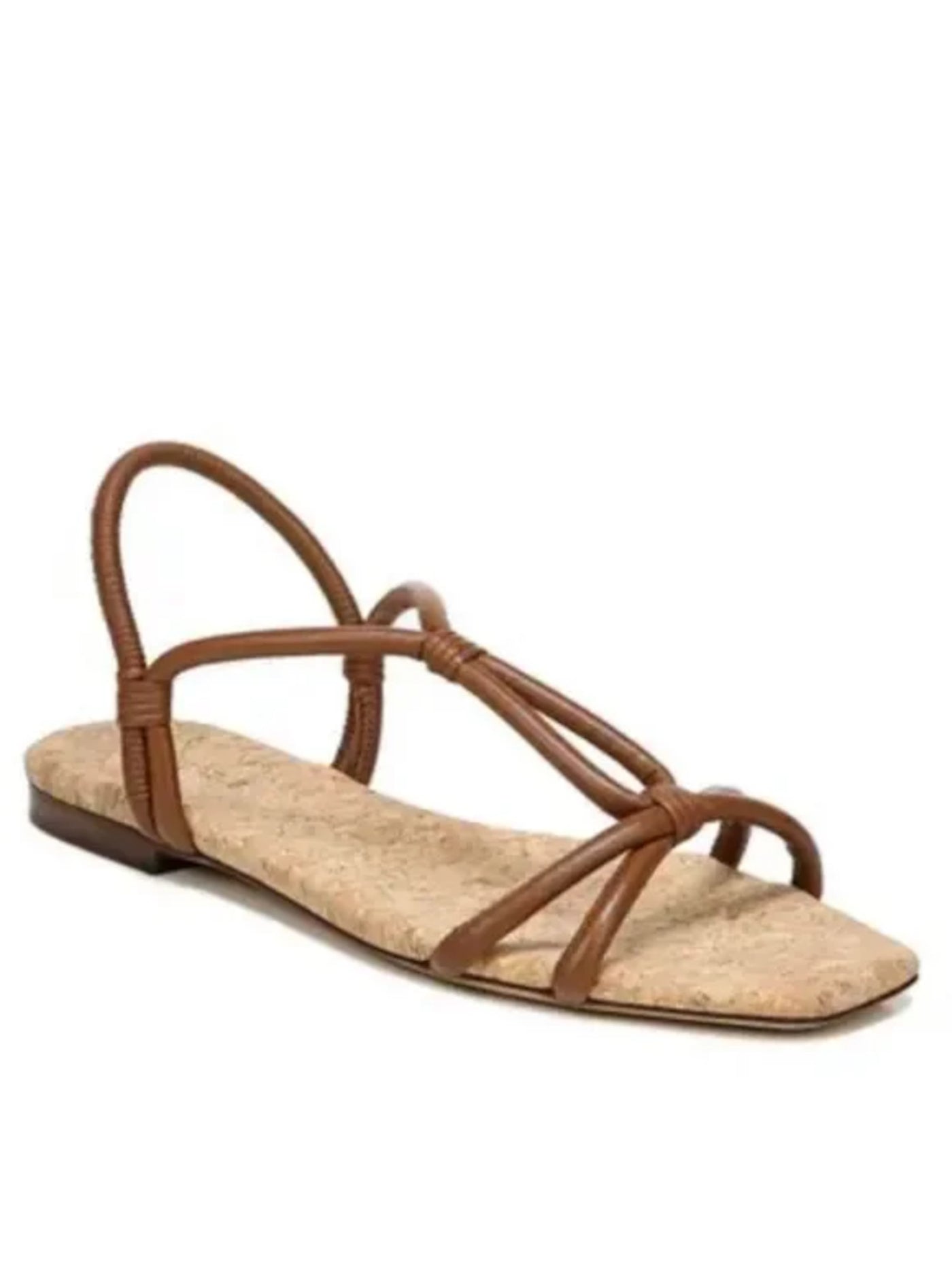 VINCE. Womens Brown Cork Strappy Ankle Strap Hazen Square Toe Slip On Leather Slingback Sandal 11 M