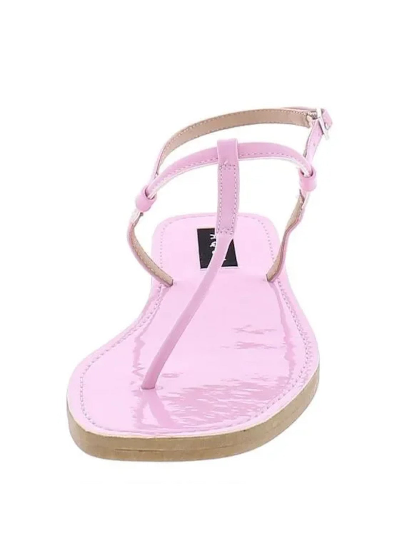 AQUA Womens Pink T-Strap Zen Round Toe Buckle Thong Sandals Shoes 6.5 M