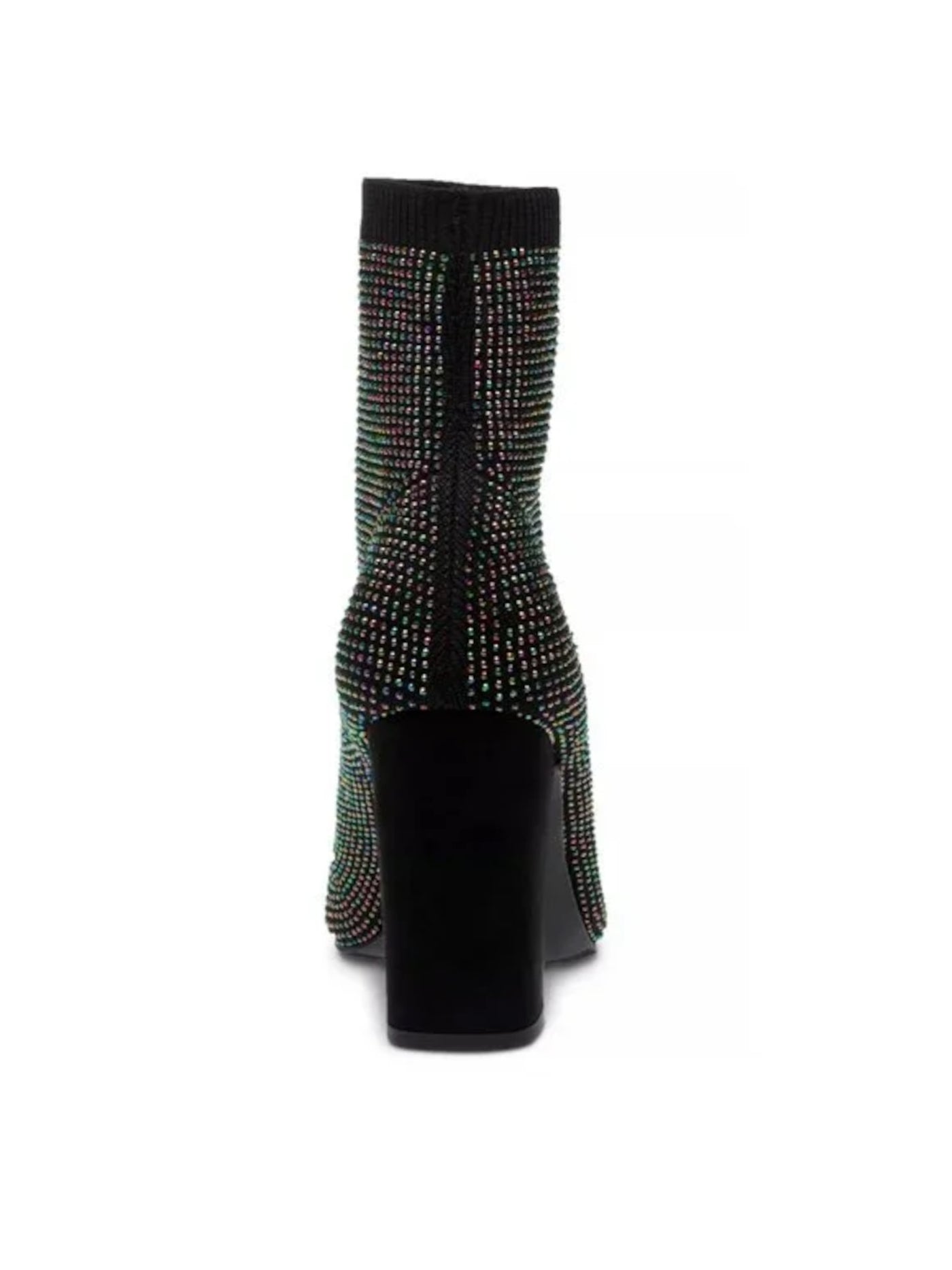 WILD PAIR Womens Black Sock Cushioned Rhinestone Stretch Baybe Pointed Toe Block Heel Dress Booties 6.5 M
