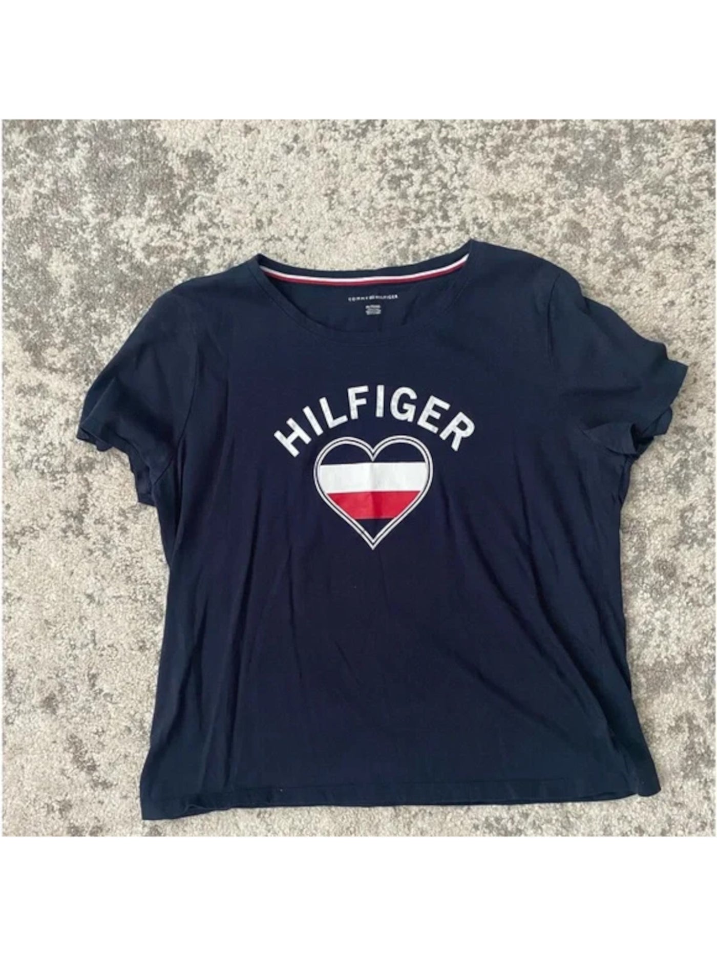 TOMMY HILFIGER Womens Navy Logo Graphic Short Sleeve Crew Neck T-Shirt L