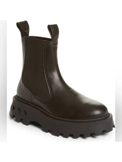 SIMON MILLER Womens Black Goring Scrambler Round Toe Leather Chelsea 35