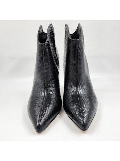 MARC FISHER LTD Womens Black Solid Snake Padded Masina Pointed Toe Flare Leather Heeled Boots 7 M