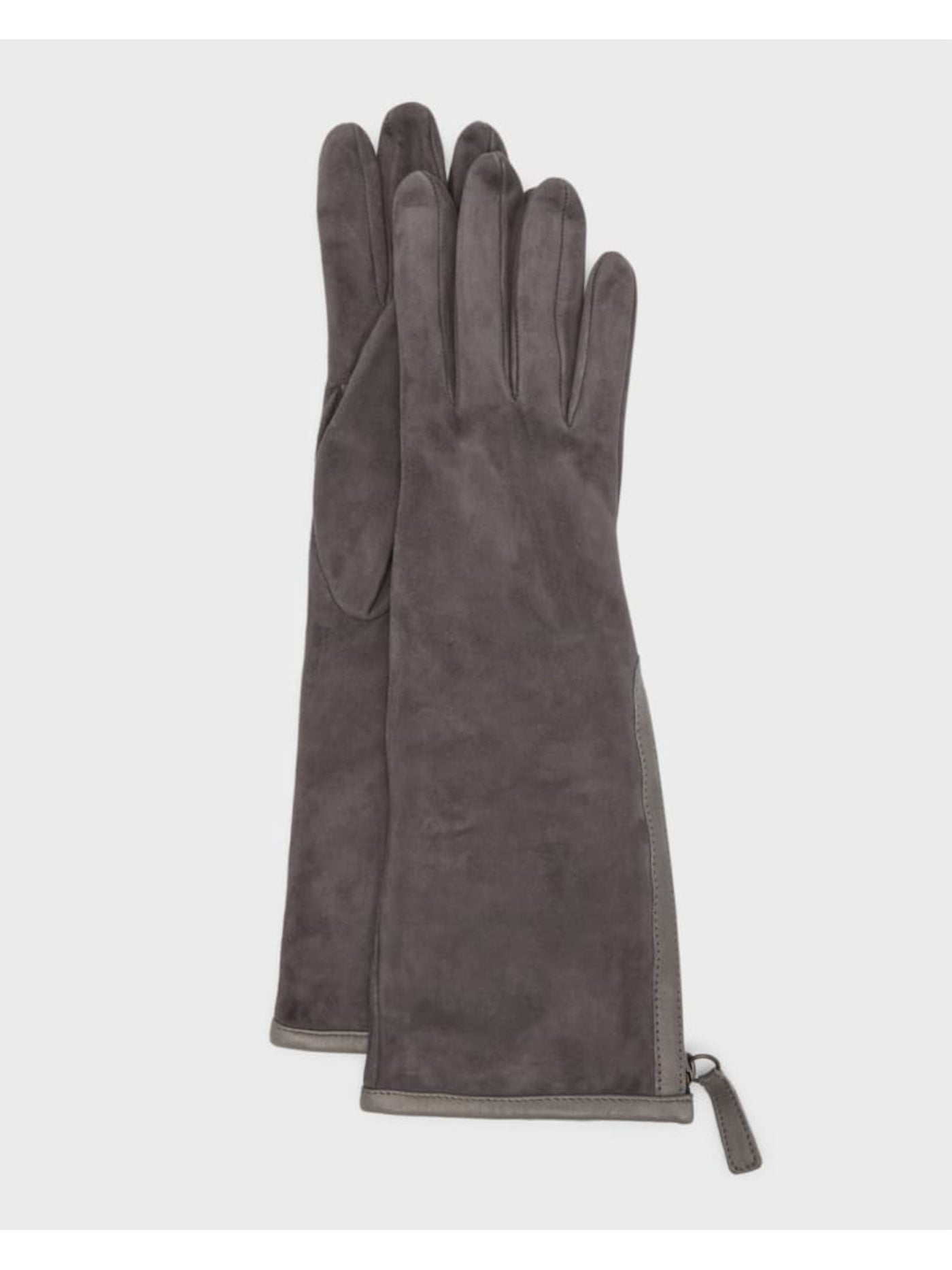 PORTOLANO Womens Gray Fleece Slip On Zip Winter Cold Weather Leather Gloves 6.5