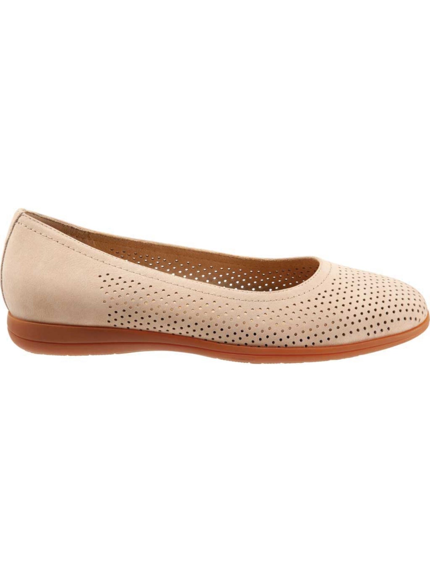 TROTTERS Womens Beige Removable Footbed Perforated Cushioned Darcey Round Toe Slip On Leather Ballet Flats 5