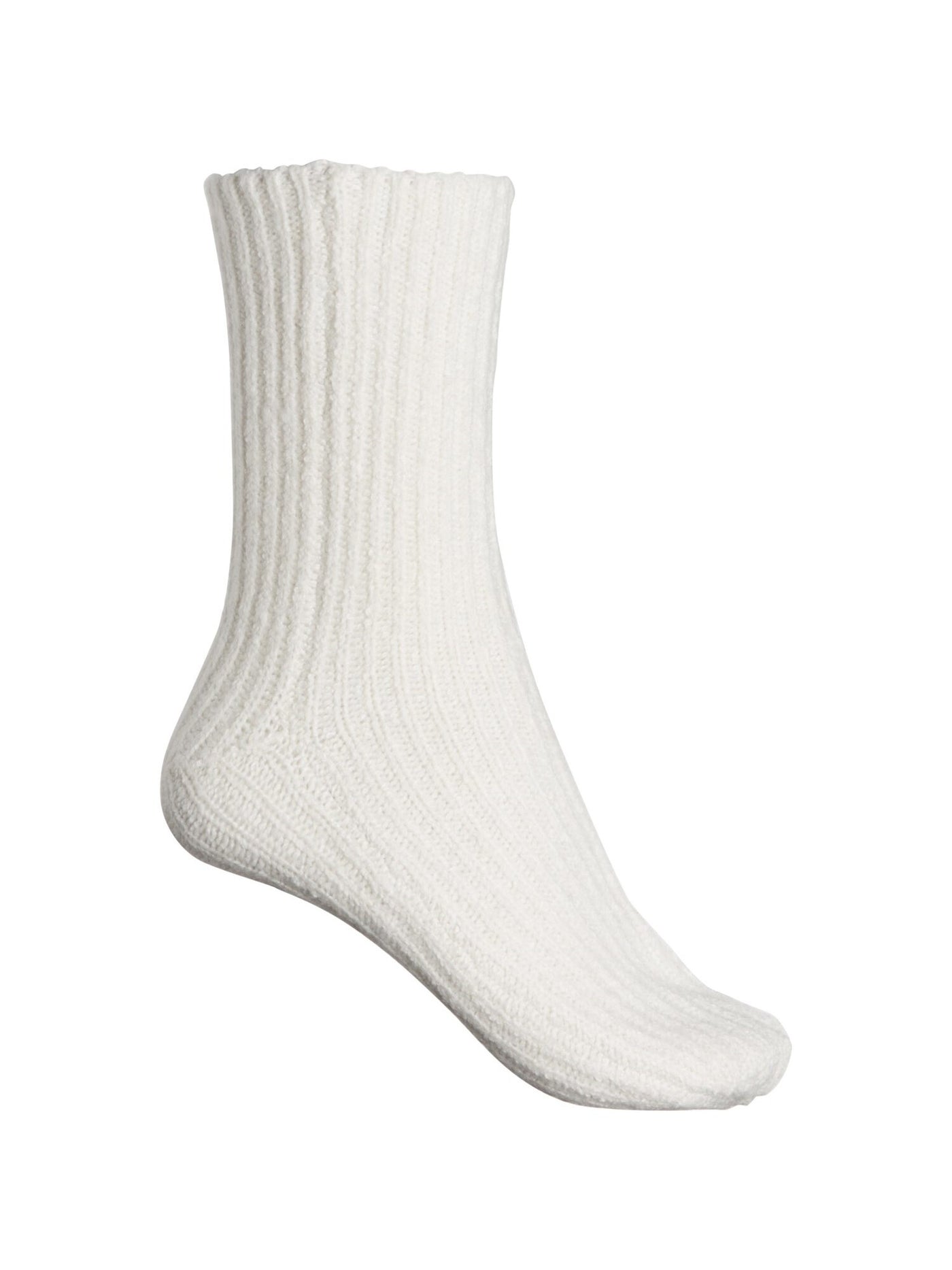 LEMON Womens Ivory Ribbed Casual Crew Socks