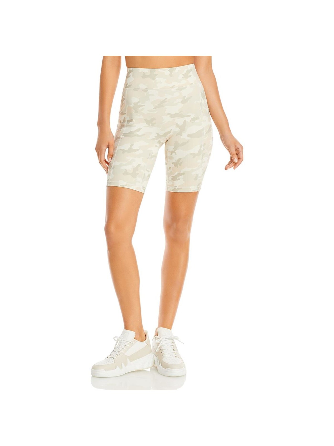 ALL ACCESS Womens Beige Stretch Fitted Pocketed Extra Wide Waistband Camouflage Active Wear High Waist Shorts XS