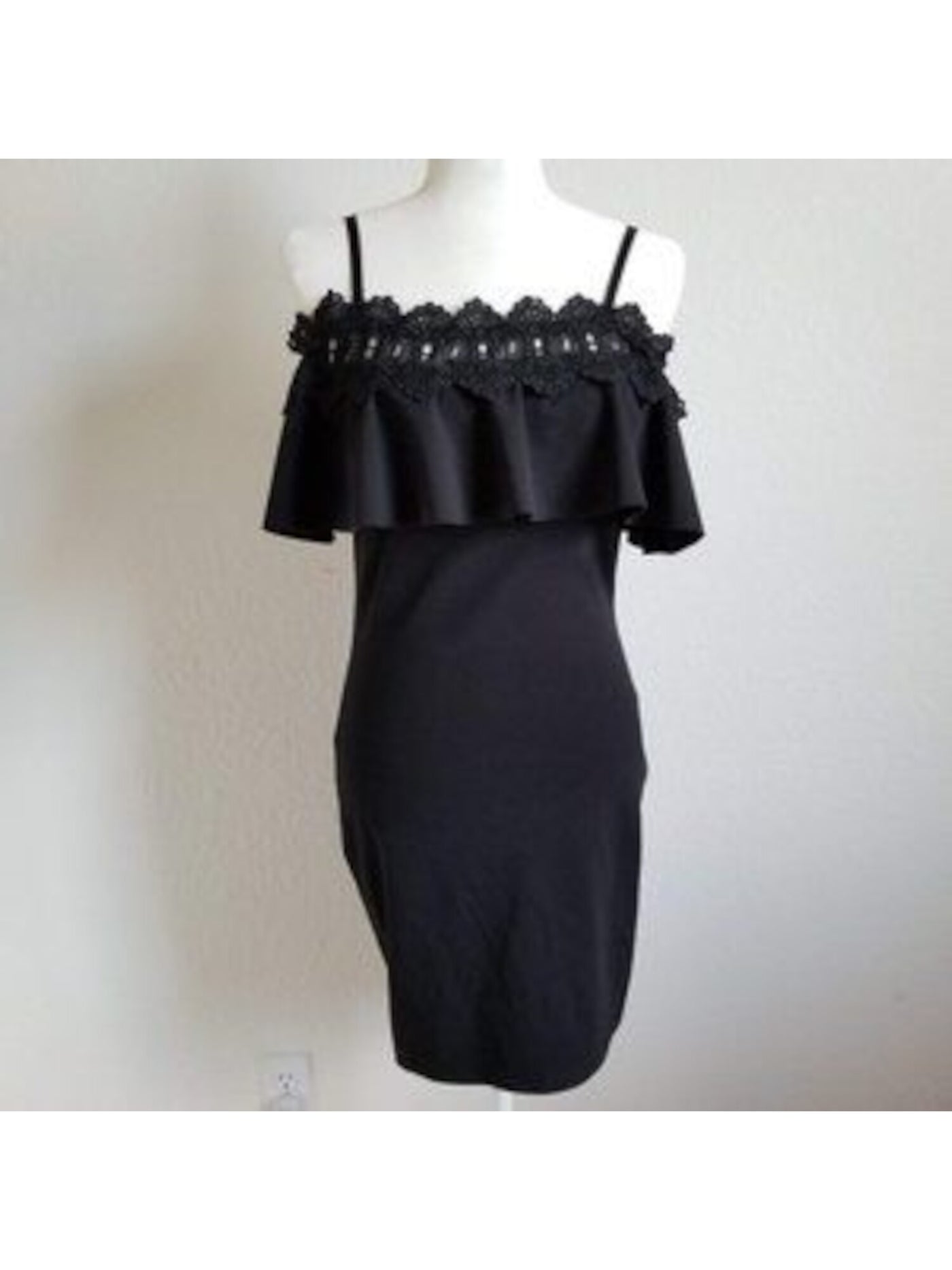 BCX DRESS Womens Navy Stretch Zippered Eyelet Short Sleeve Off Shoulder Short Party Body Con Dress 7