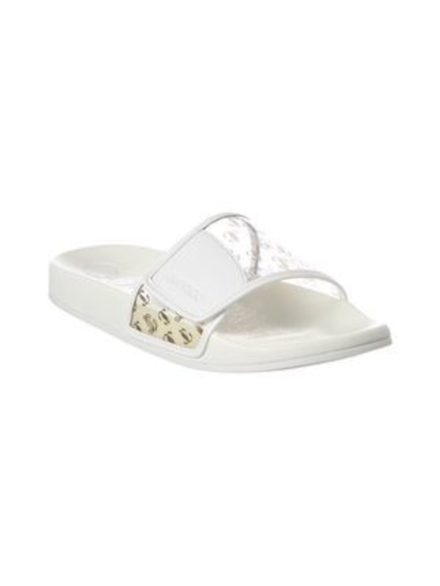 JIMMY CHOO Womens Clear Logo Padded Adjustable Fitz Round Toe Slide Sandals Shoes 40