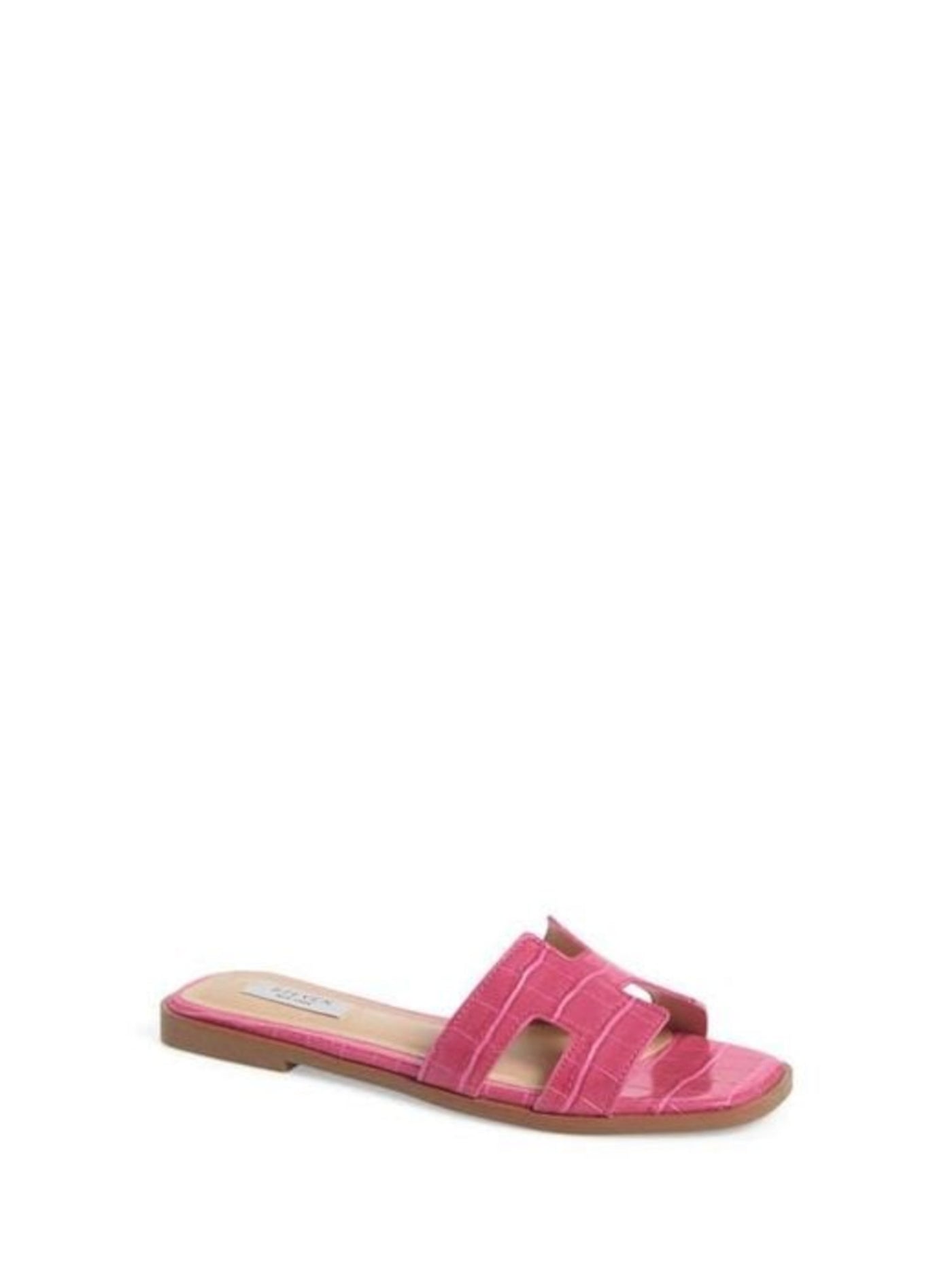 STEVE MADDEN Womens Pink Croc Cut Out Padded Hadyn Square Toe Slip On Leather Slide Sandals Shoes 8 M