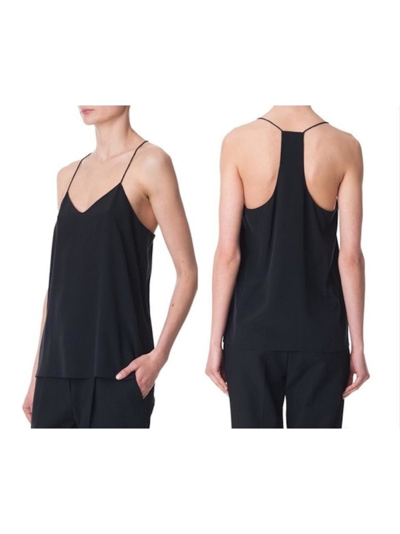 TIBI NEW YORK Womens Black Spaghetti Strap V Neck Tank Top 12