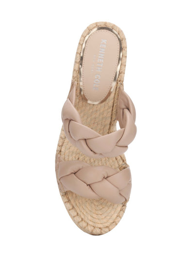 KENNETH COLE Womens Beige 1-1/2" Platform Braided Olivia Open Toe Wedge Slip On Sandals Shoes 8.5 M